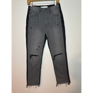 Hidden Jeans Tracey Straight Fit Black Two Tone Raw Hem Size 26 HD1312ST Denim